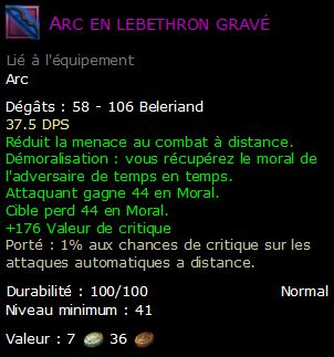 Arc en lebethron gravé