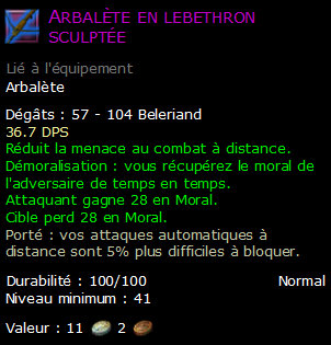 Arbalète en lebethron sculptée