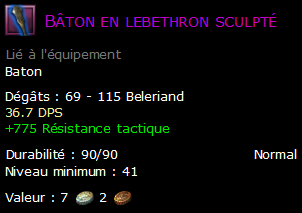 Bâton en lebethron sculpté