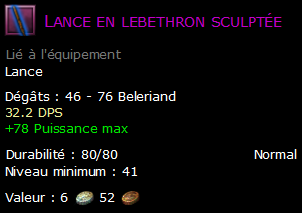 Lance en lebethron sculptée