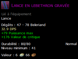 Lance en lebethron gravée