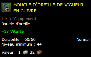 Boucle d'oreille de vigueur en cuivre