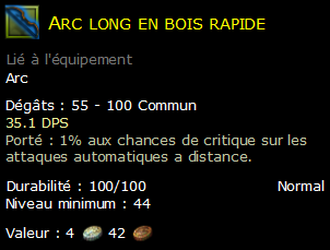 Arc long en bois rapide