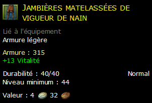 Jambières matelassées de vigueur de nain