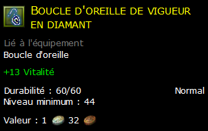 Boucle d'oreille de vigueur en diamant