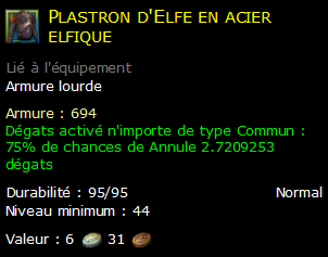 Plastron d'Elfe en acier elfique