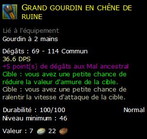 Grand gourdin en chêne de ruine