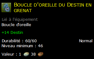 Boucle d'oreille du Destin en grenat