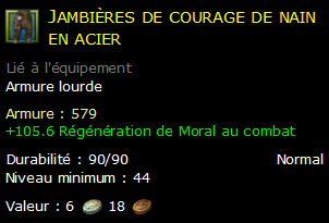 Jambières de courage de nain en acier