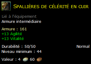 Spallières de célérité en cuir