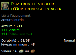 Plastron de vigueur d'Ouistrenesse en acier