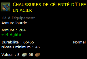 Chaussures de célérité d'Elfe en acier