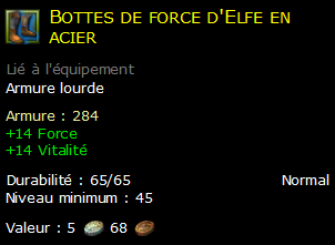 Bottes de force d'Elfe en acier