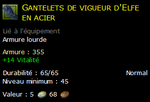 Gantelets de vigueur d'Elfe en acier