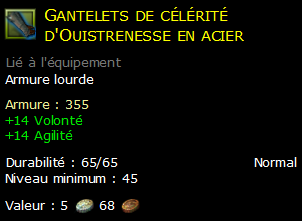 Gantelets de célérité d'Ouistrenesse en acier