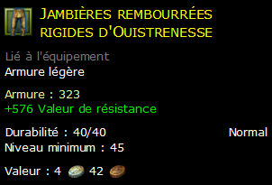 Jambières rembourrées rigides d'Ouistrenesse