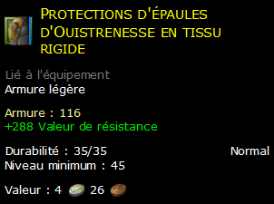 Protections d'épaules d'Ouistrenesse en tissu rigide