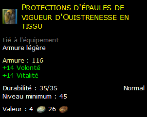 Protections d'épaules de vigueur d'Ouistrenesse en tissu