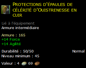 Protections d'épaules de célérité d'Ouistrenesse en cuir