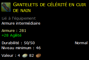 Gantelets de célérité en cuir de nain