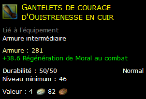 Gantelets de courage d'Ouistrenesse en cuir