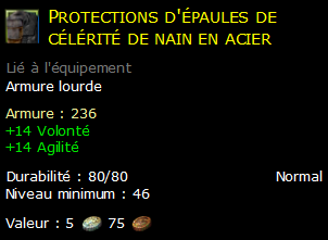 Protections d'épaules de célérité de nain en acier