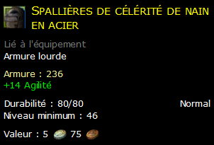 Spallières de célérité de nain en acier