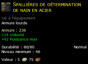 Spallières de détermination de nain en acier