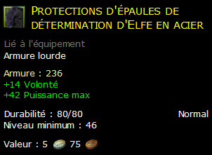 Protections d'épaules de détermination d'Elfe en acier