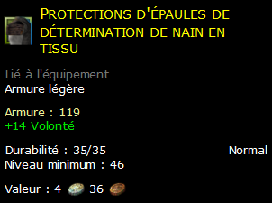 Protections d'épaules de détermination de nain en tissu