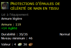 Protections d'épaules de célérité de nain en tissu