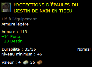 Protections d'épaules du Destin de nain en tissu