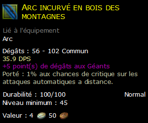 Arc incurvé en bois des montagnes