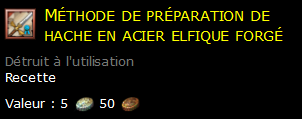 Méthode de préparation de hache en acier elfique forgé