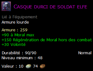 Casque durci de soldat elfe