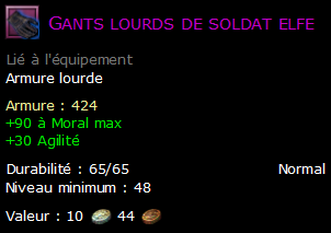 Gants lourds de soldat elfe