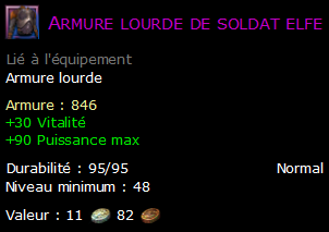 Armure lourde de soldat elfe