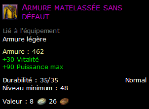 Armure matelassée sans défaut