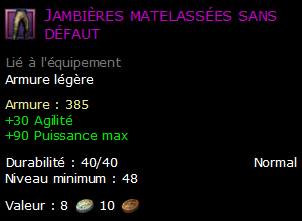 Jambières matelassées sans défaut