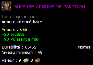 Superbe armure de partisan