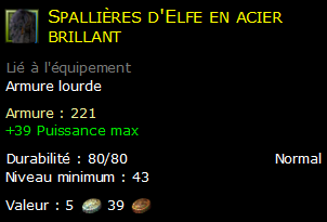 Spallières d'Elfe en acier brillant