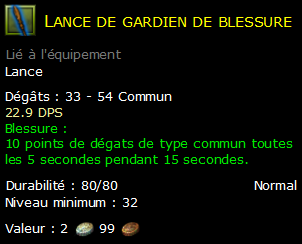 Lance de gardien de blessure