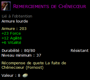 Remerciements de Chênecœur