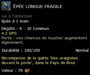 Epée longue fragile