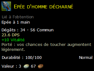 Epée d'homme décharné