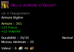 Belle armure d'érudit