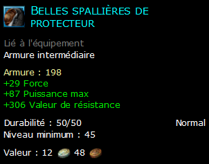 Belles spallières de protecteur