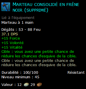 Marteau consolidé en frêne noir (supprimé)