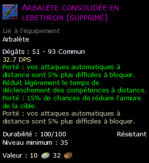 Arbalète consolidée en lebethron (supprimé)