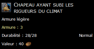 Chapeau ayant subi les rigueurs du climat